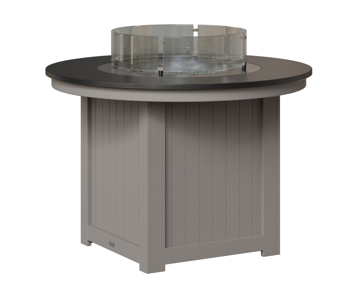 Berlin Gardens Donoma 44" Round Fire Table Dining in Light Gray, Hammered Black top