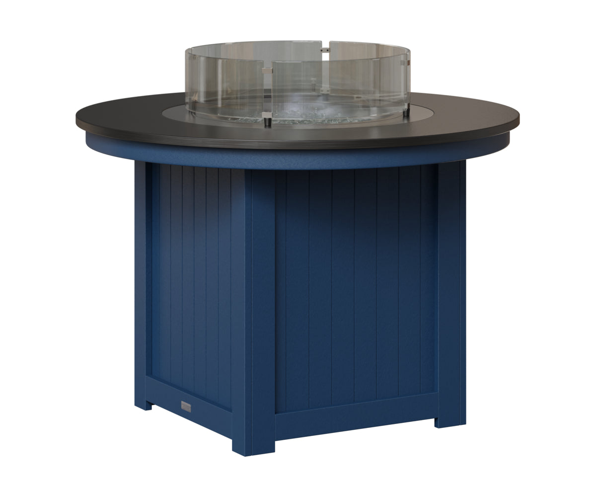 Berlin Gardens Donoma 44" Round Fire Table Dining in Navy Blue, Hammered Black top