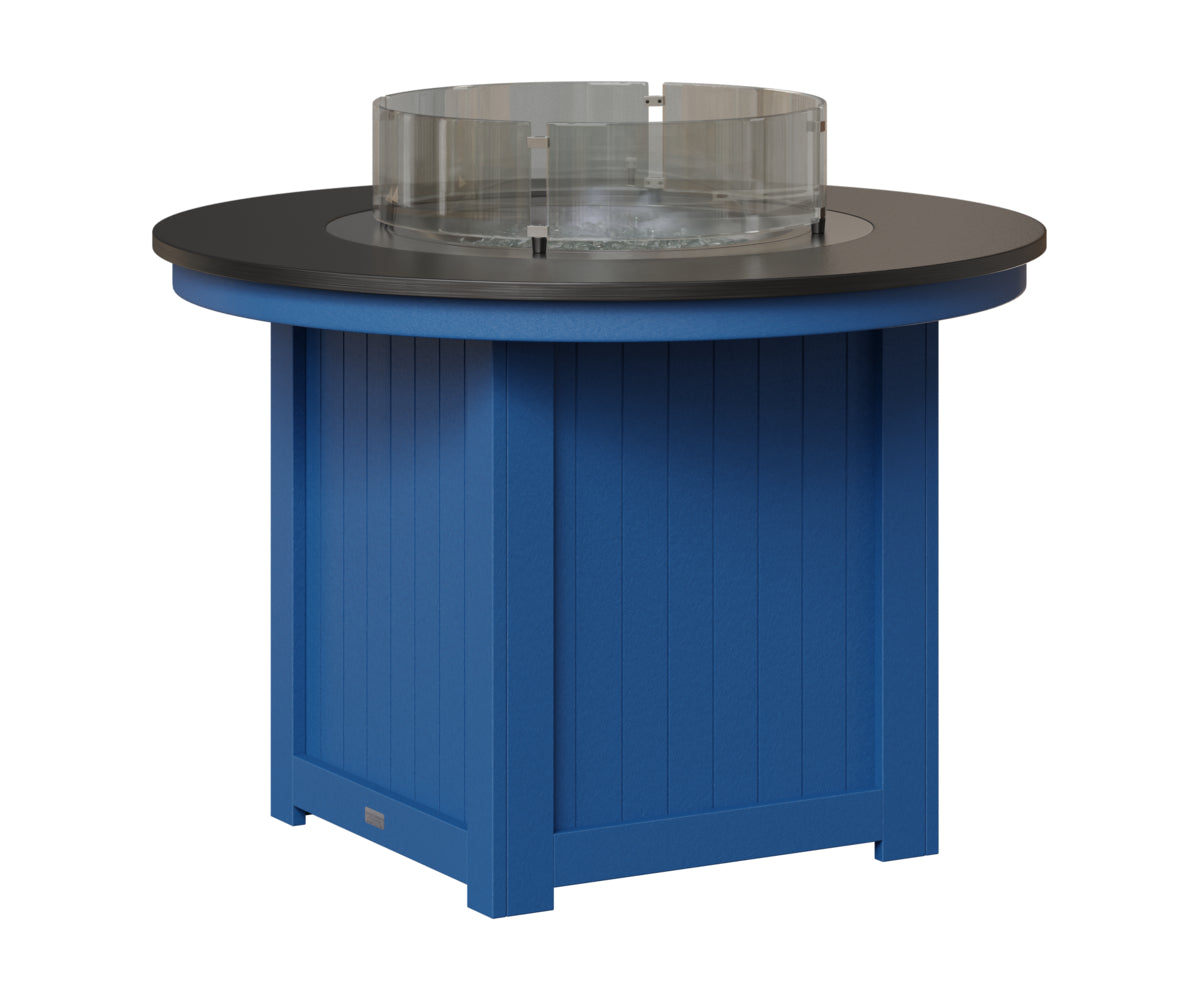 Berlin Gardens Donoma 44" Round Fire Table Dining in Pacific Blue, Hammered Black top