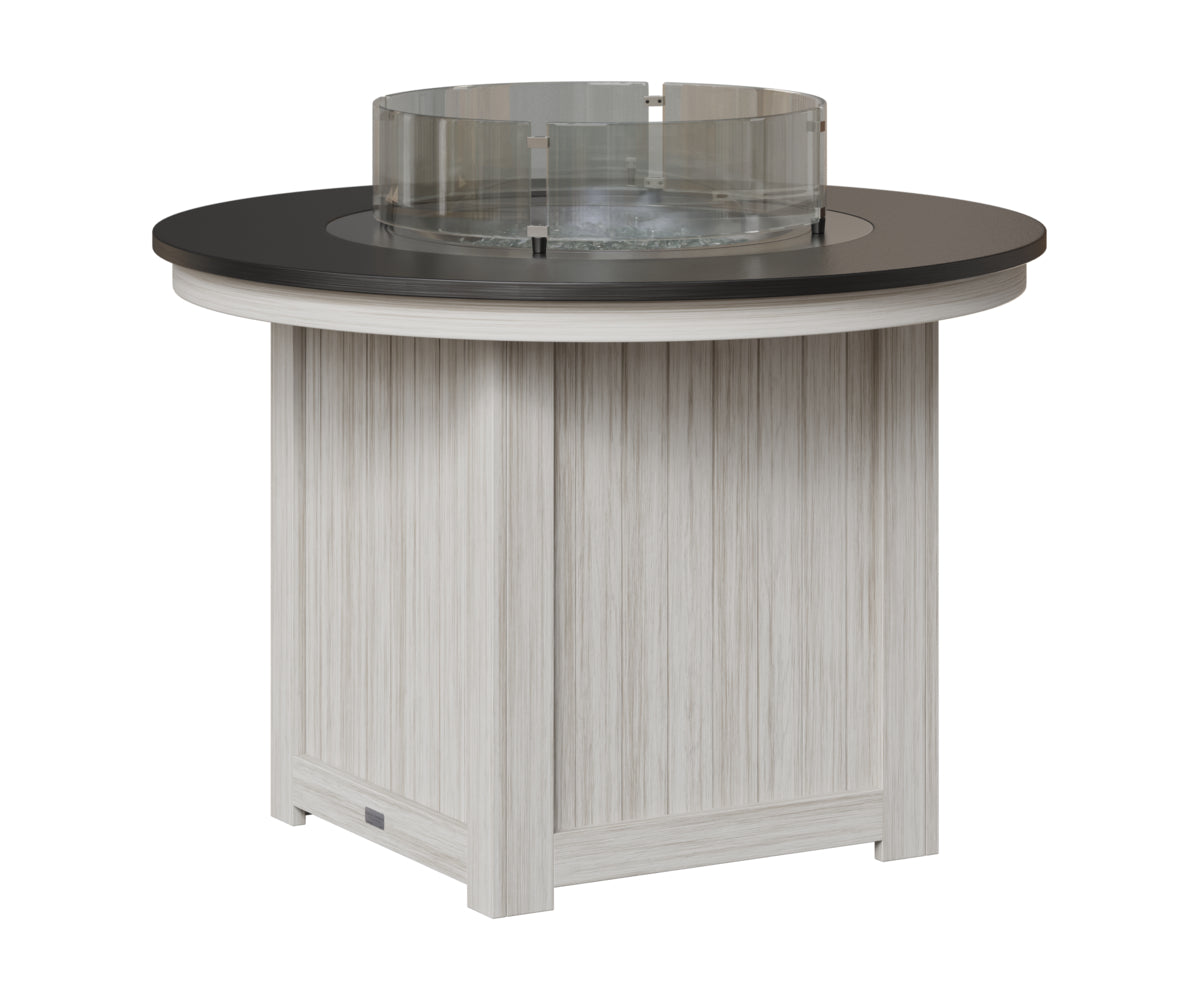 Berlin Gardens Donoma 44" Round Fire Table Dining in Seashell, Hammered Black top