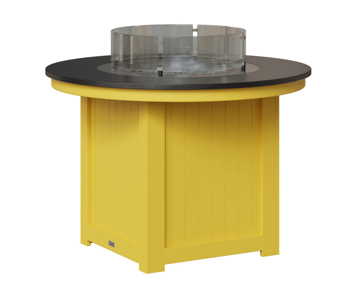 Berlin Gardens Donoma 44" Round Fire Table Dining in Sunburst Yellow, Hammered Black top