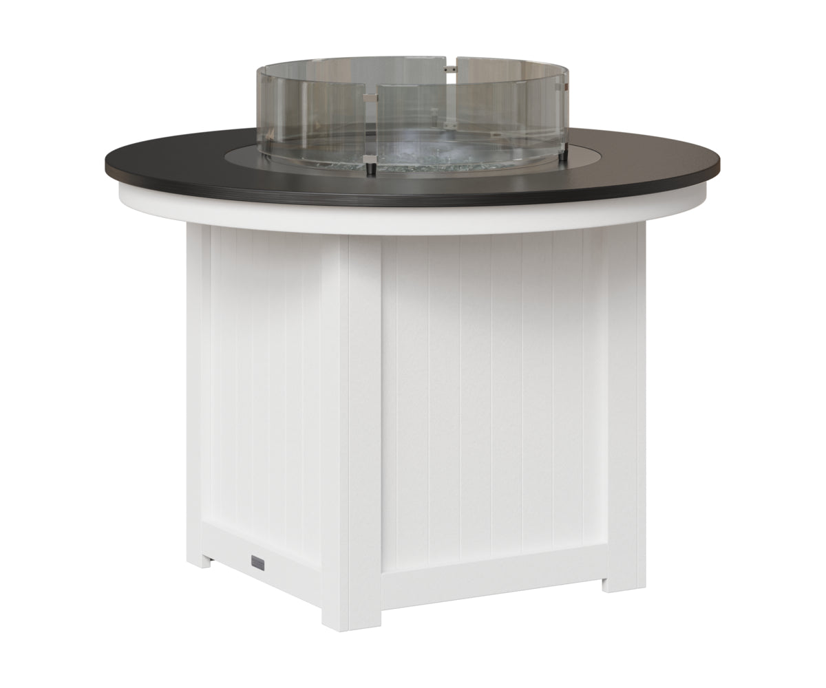 Berlin Gardens Donoma 44" Round Fire Table Dining in White, Hammered Black top