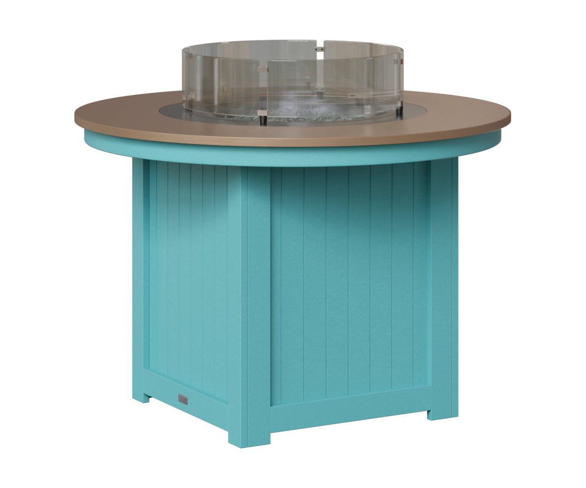 Berlin Gardens Donoma 44" Round Fire Table Dining in Aruba Blue, Hammered Bronze top