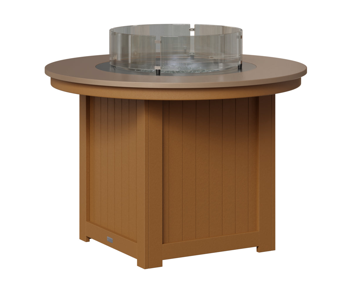 Berlin Gardens Donoma 44" Round Fire Table Dining in Cedar, Hammered Bronze top