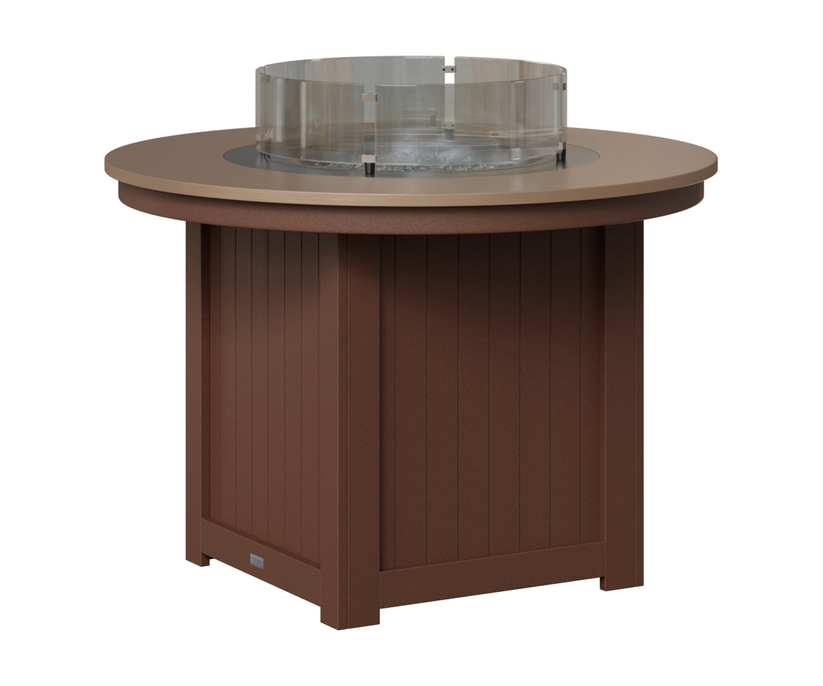 Berlin Gardens Donoma 44" Round Fire Table Dining in Chocolate Brown, Hammered Bronze top