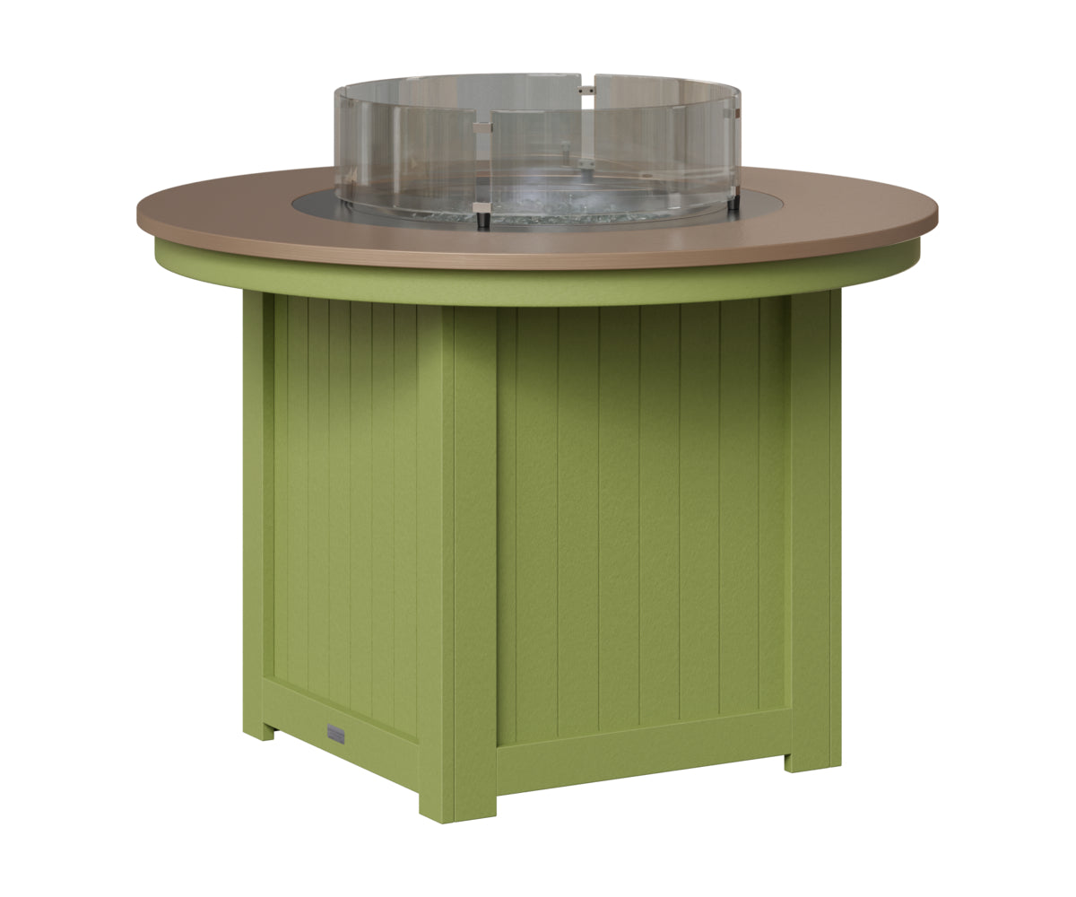 Berlin Gardens Donoma 44" Round Fire Table Dining in Kiwi Green, Hammered Bronze top