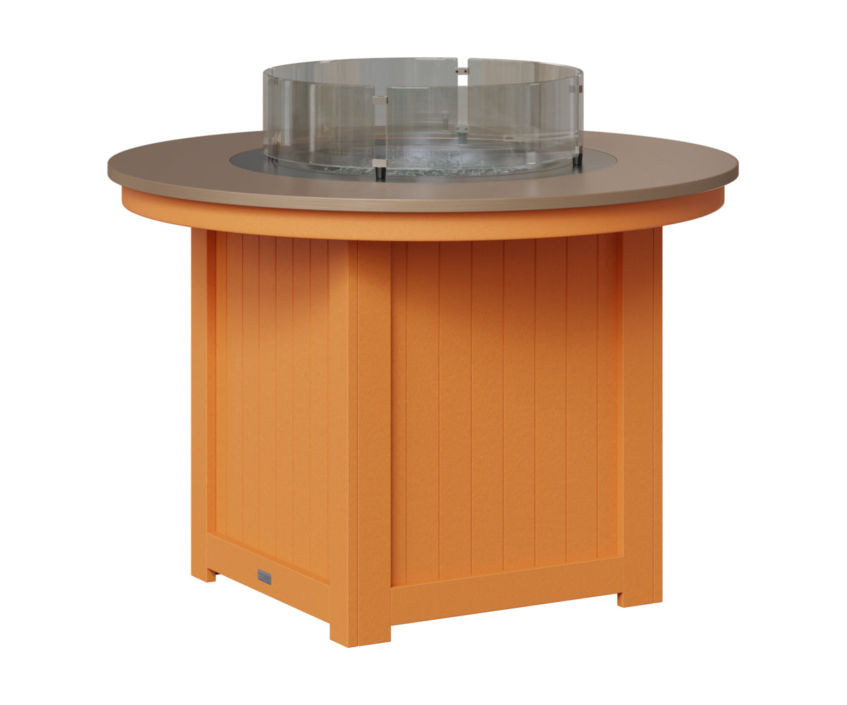 Berlin Gardens Donoma 44" Round Fire Table Dining in Mango Orange, Hammered Bronze top