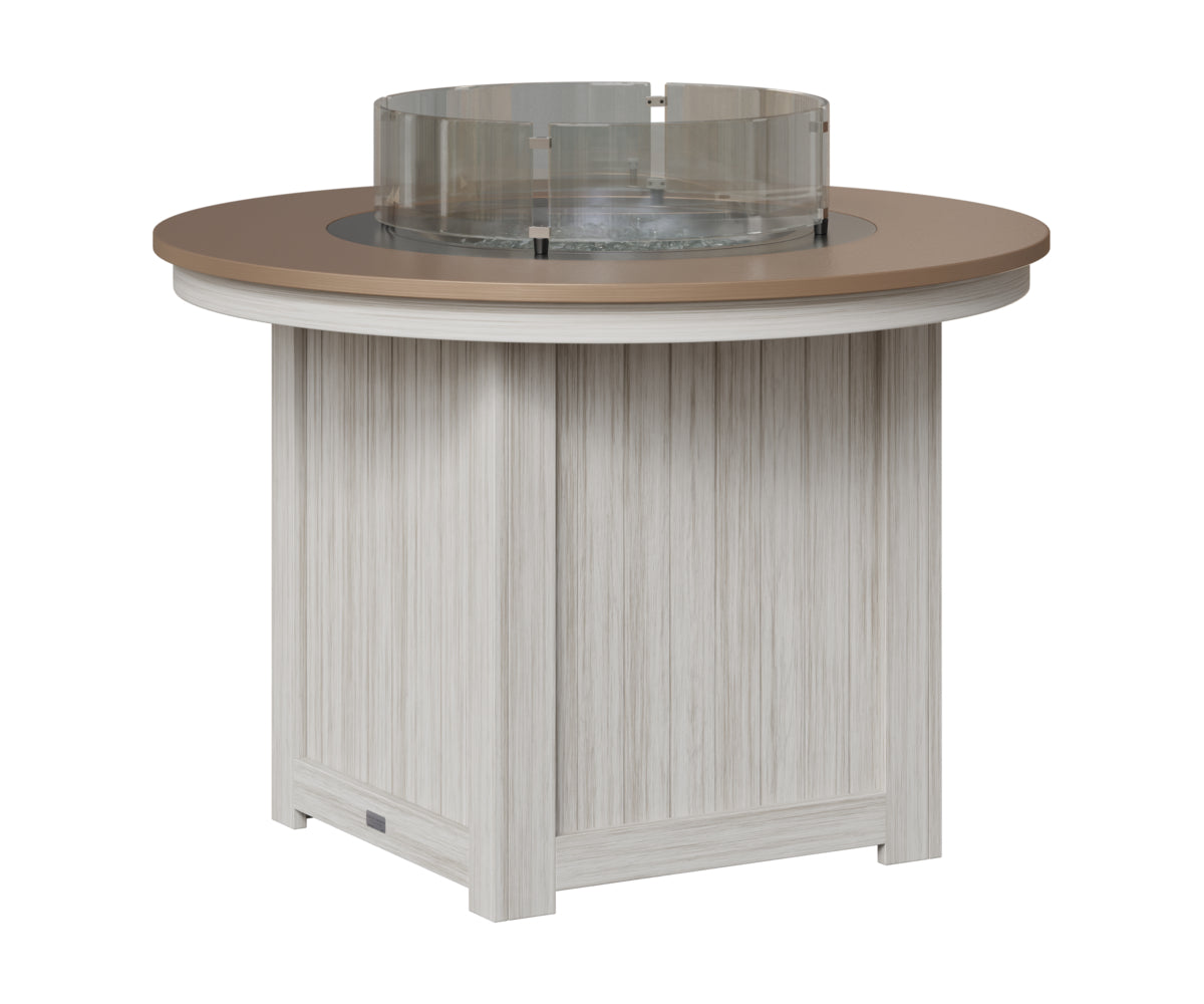 Berlin Gardens Donoma 44" Round Fire Table Dining in Seashell, Hammered Bronze top