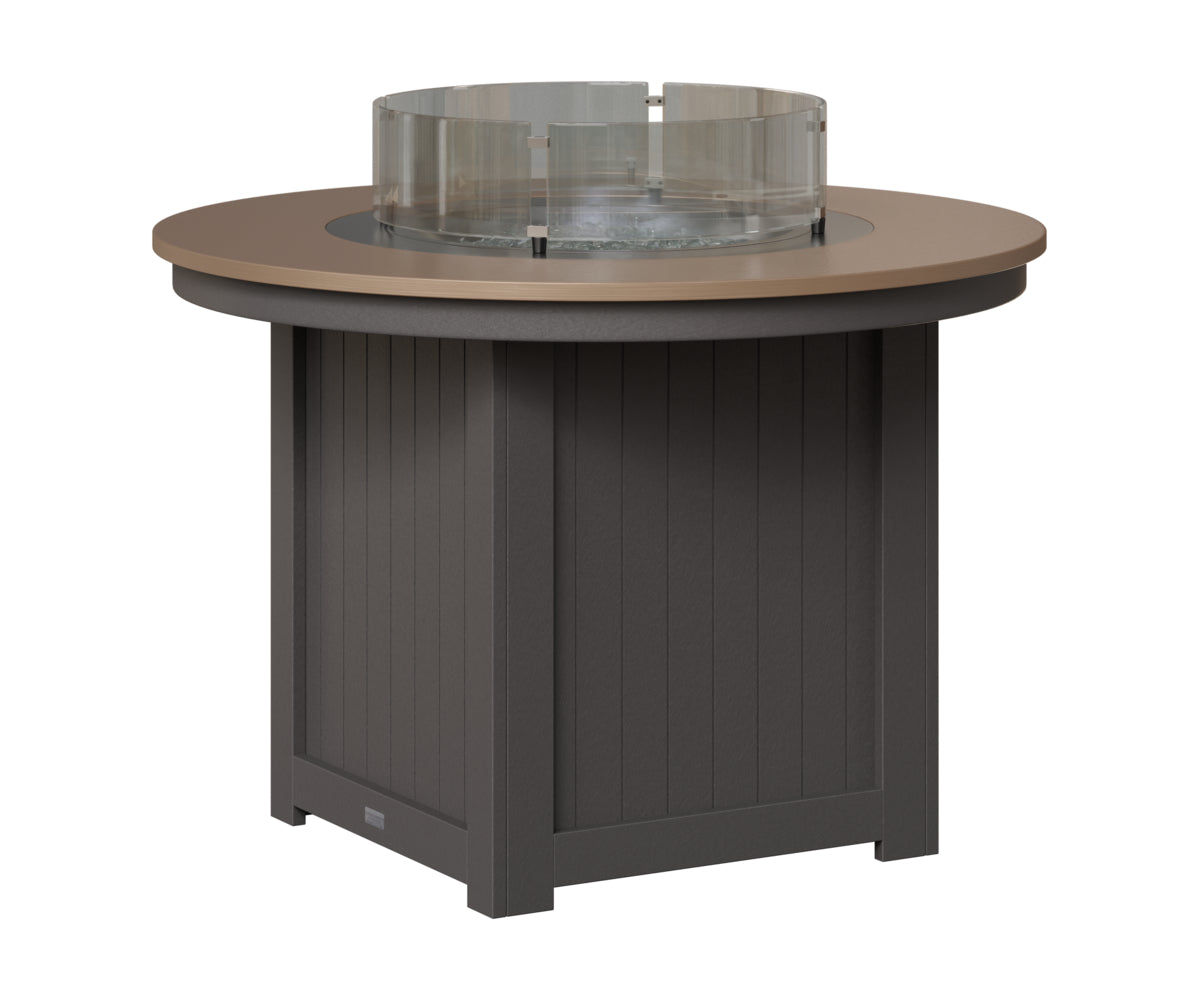 Berlin Gardens Donoma 44" Round Fire Table Dining in Smoke Gray, Hammered Bronze top