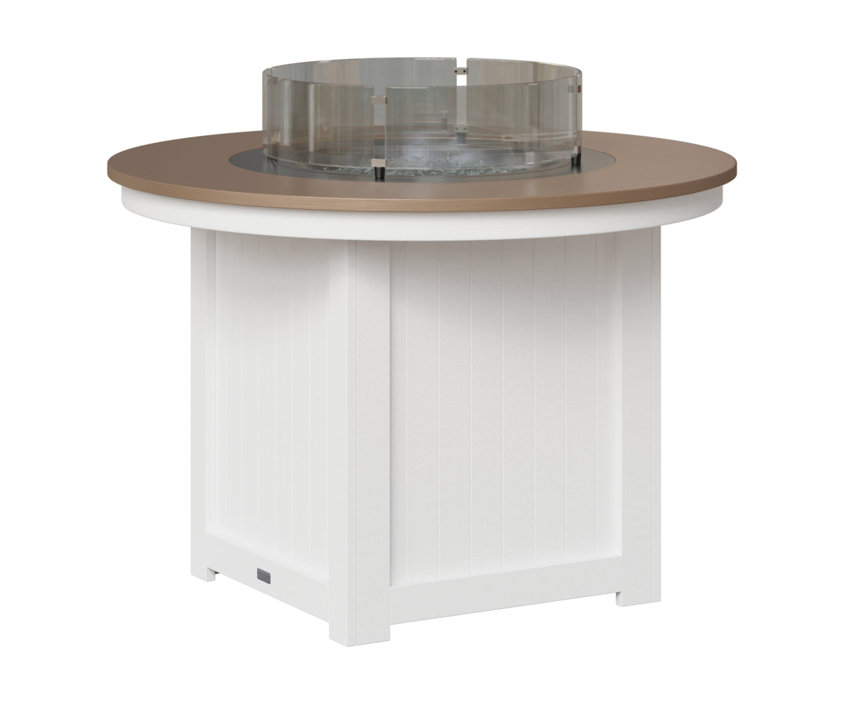 Berlin Gardens Donoma 44" Round Fire Table Dining in White, Hammered Bronze top