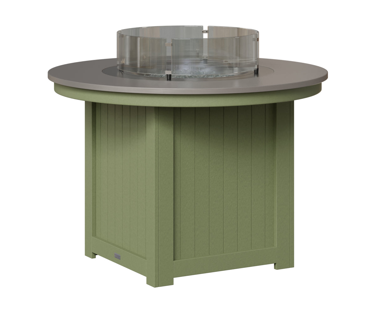 Berlin Gardens Donoma 44" Round Fire Table Dining in Sage, Hammered Stainless top