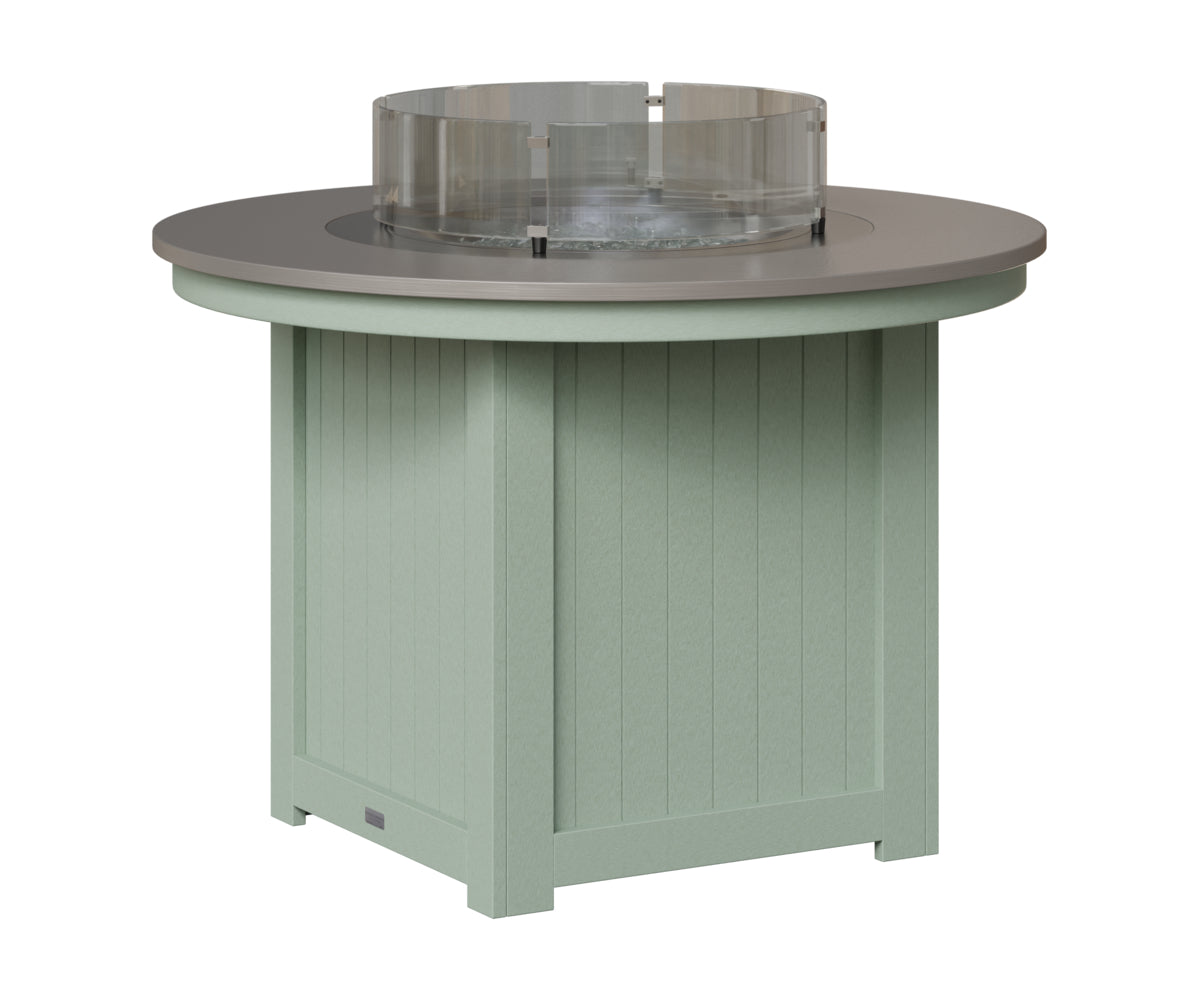 Berlin Gardens Donoma 44" Round Fire Table Dining in Sea Foam, Hammered Stainless top