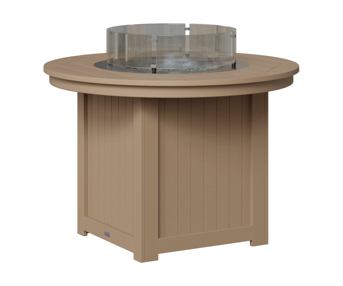 Berlin Gardens Donoma 44" Round Fire Table Dining in Weatherwood