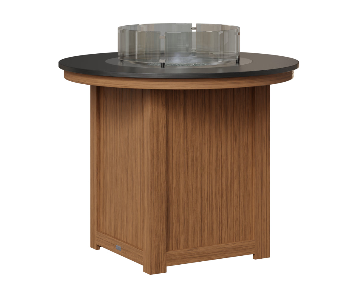 Berlin Gardens Donoma 44" Round Fire Table Counter in Antique Mahogany, Hammered Black top