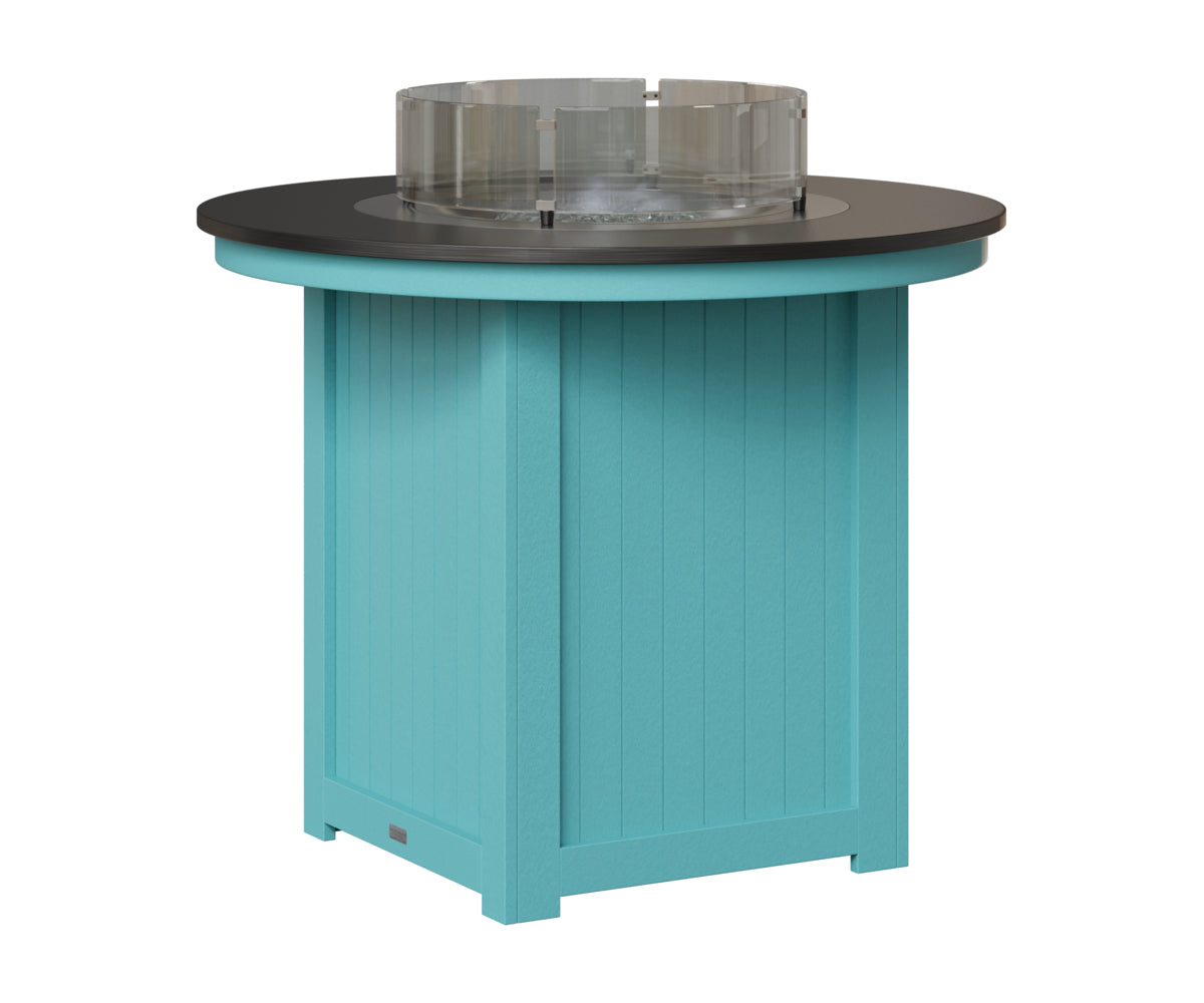 Berlin Gardens Donoma 44" Round Fire Table Counter in Aruba Blue, Hammered Black top