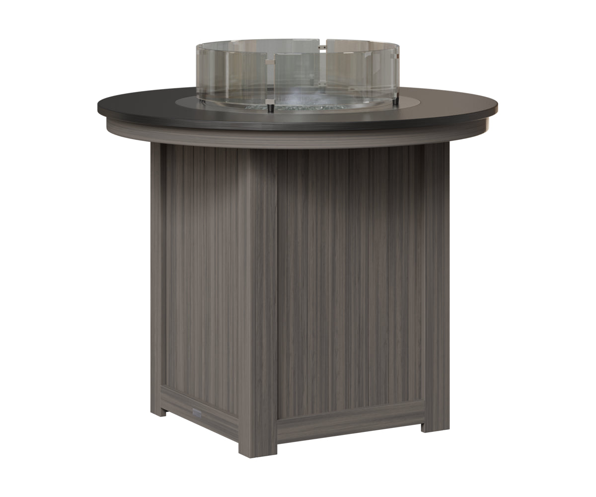 Berlin Gardens Donoma 44" Round Fire Table Counter in Coastal Gray, Hammered Black top