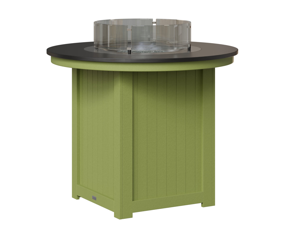 Berlin Gardens Donoma 44" Round Fire Table Counter in Kiwi Green, Hammered Black top