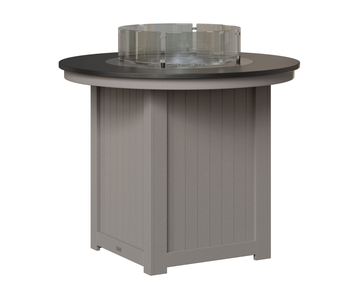 Berlin Gardens Donoma 44" Round Fire Table Counter in Light Gray, Hammered Black top