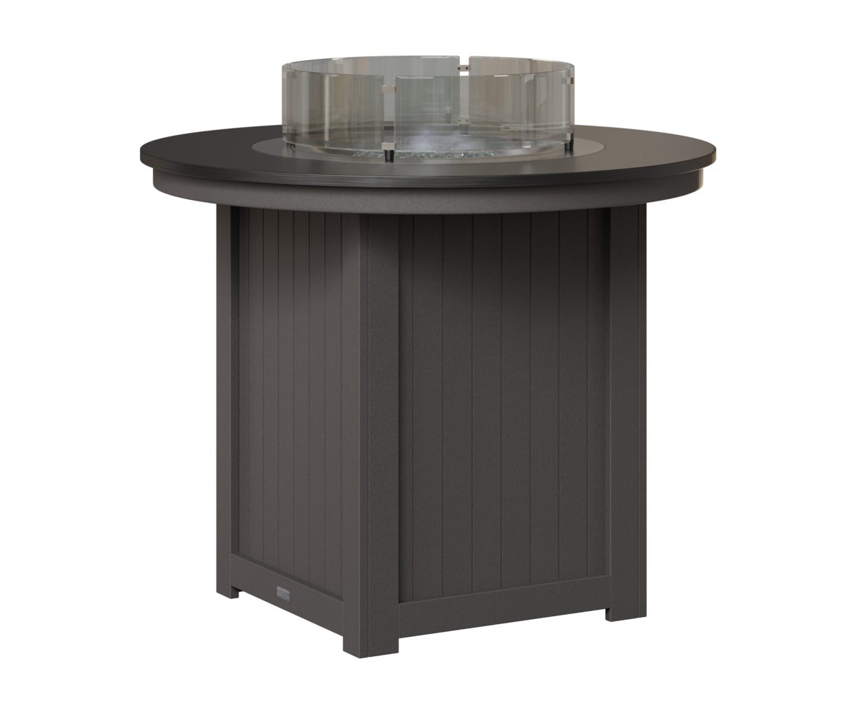 Berlin Gardens Donoma 44" Round Fire Table Counter in Smoke Gray, Hammered Black top