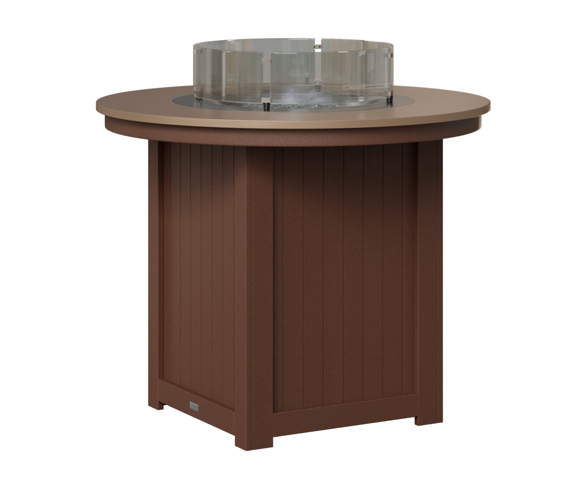 Berlin Gardens Donoma 44" Round Fire Table Counter in Chocolate Brown, Hammered Bronze top