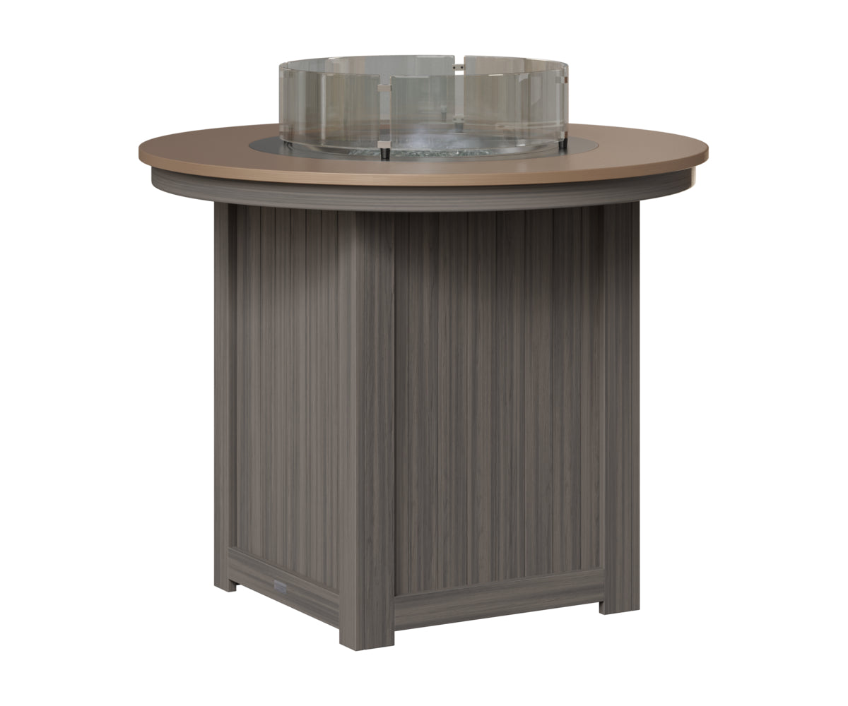 Berlin Gardens Donoma 44" Round Fire Table Counter in Coastal Gray, Hammered Bronze top