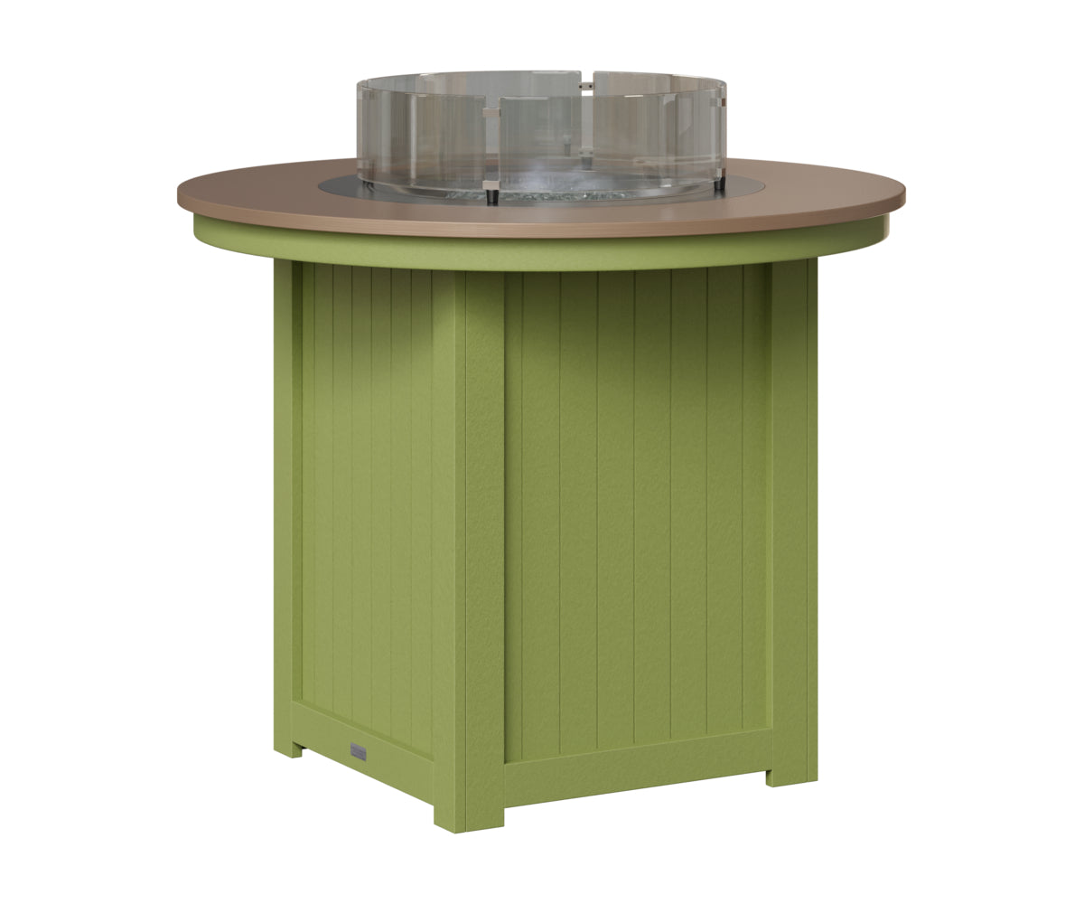 Berlin Gardens Donoma 44" Round Fire Table Counter in Kiwi Green, Hammered Bronze top