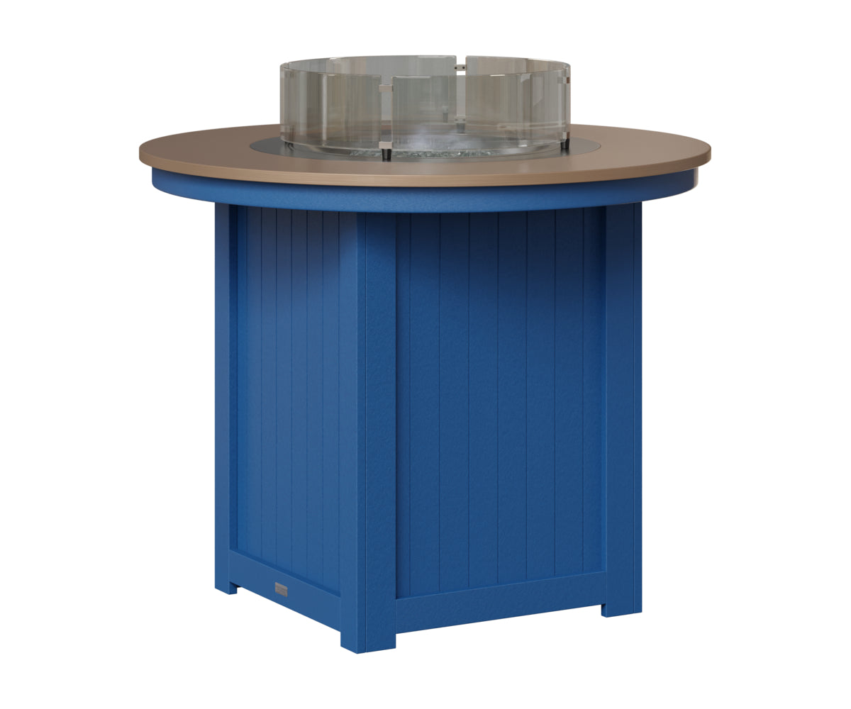 Berlin Gardens Donoma 44" Round Fire Table Counter in Pacific Blue, Hammered Bronze top