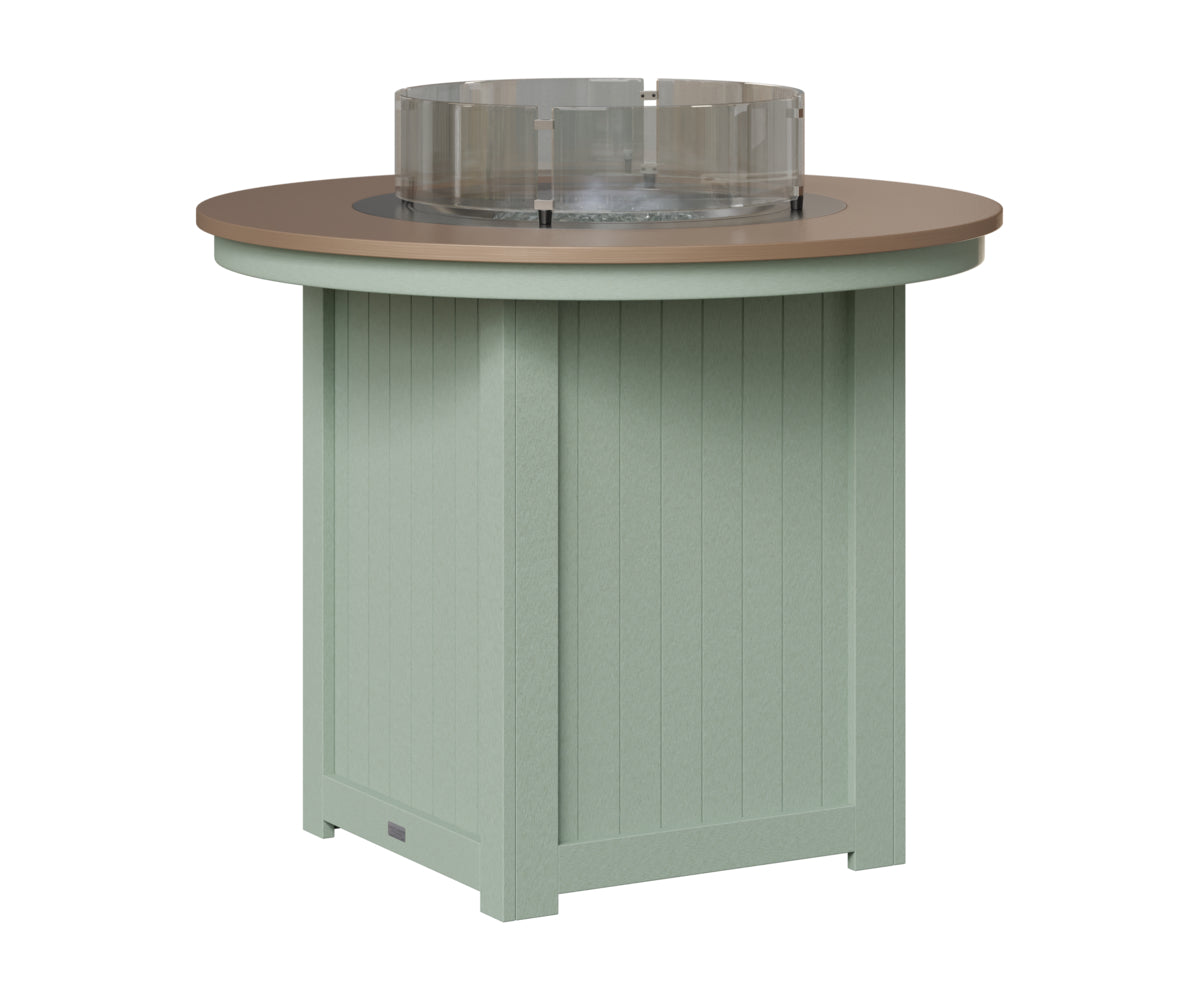 Berlin Gardens Donoma 44" Round Fire Table Counter in Sea Foam, Hammered Bronze top