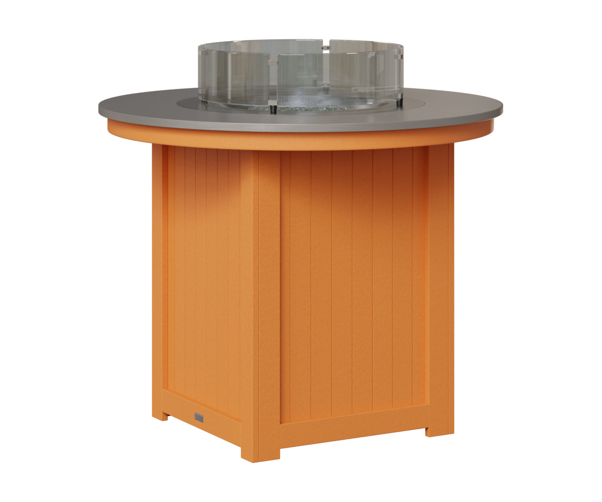 Berlin Gardens Donoma 44" Round Fire Table Counter in Mango Orange, Hammered Stainless top