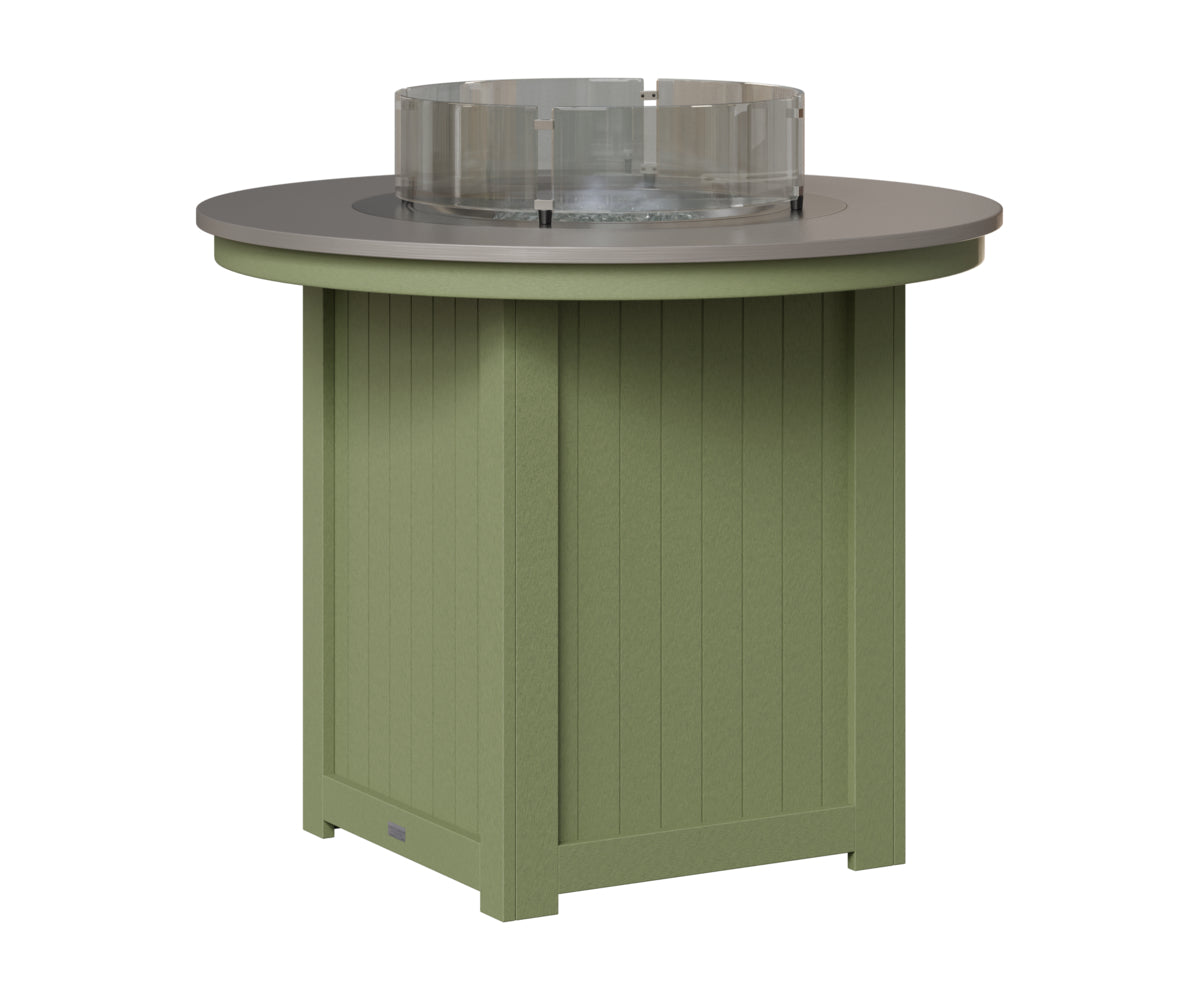 Berlin Gardens Donoma 44" Round Fire Table Counter in Sage, Hammered Stainless top