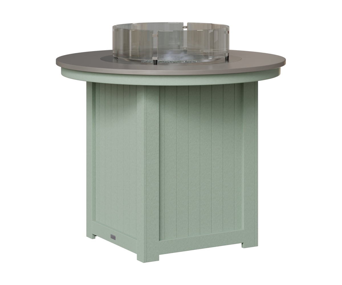 Berlin Gardens Donoma 44" Round Fire Table Counter in Sea Foam, Hammered Stainless top