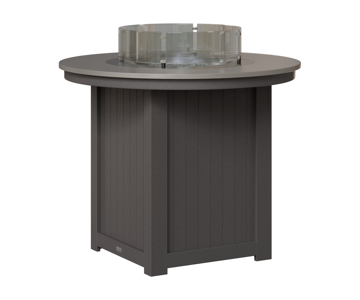 Berlin Gardens Donoma 44" Round Fire Table Counter in Smoke Gray, Hammered Stainless top