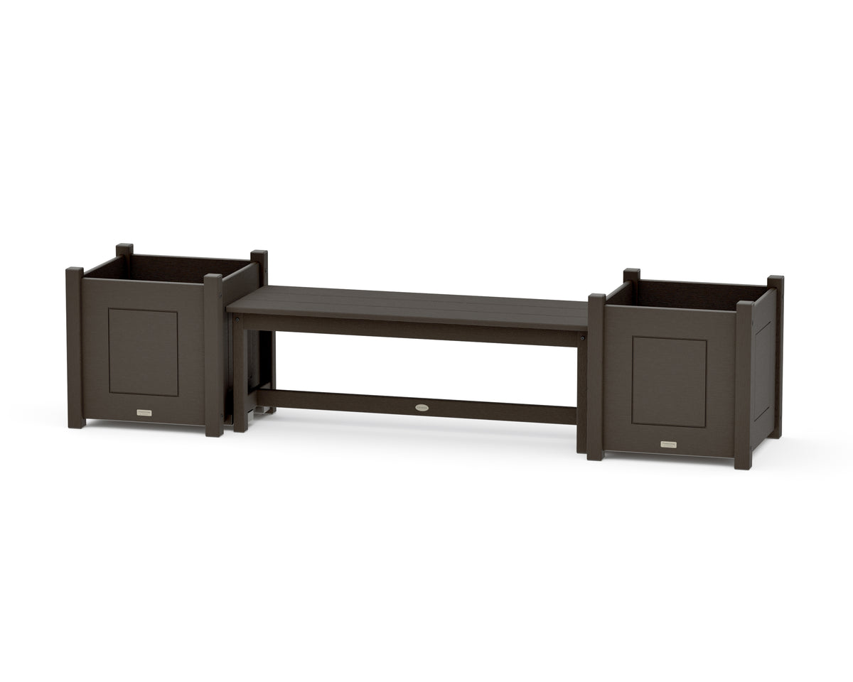 POLYWOOD 48" Country Living Straight Planter Bench Set - Large in Vintage Coffee