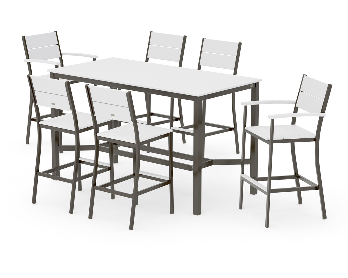 POLYWOOD Main Street 7-Piece Bar Set in Bronze / White
