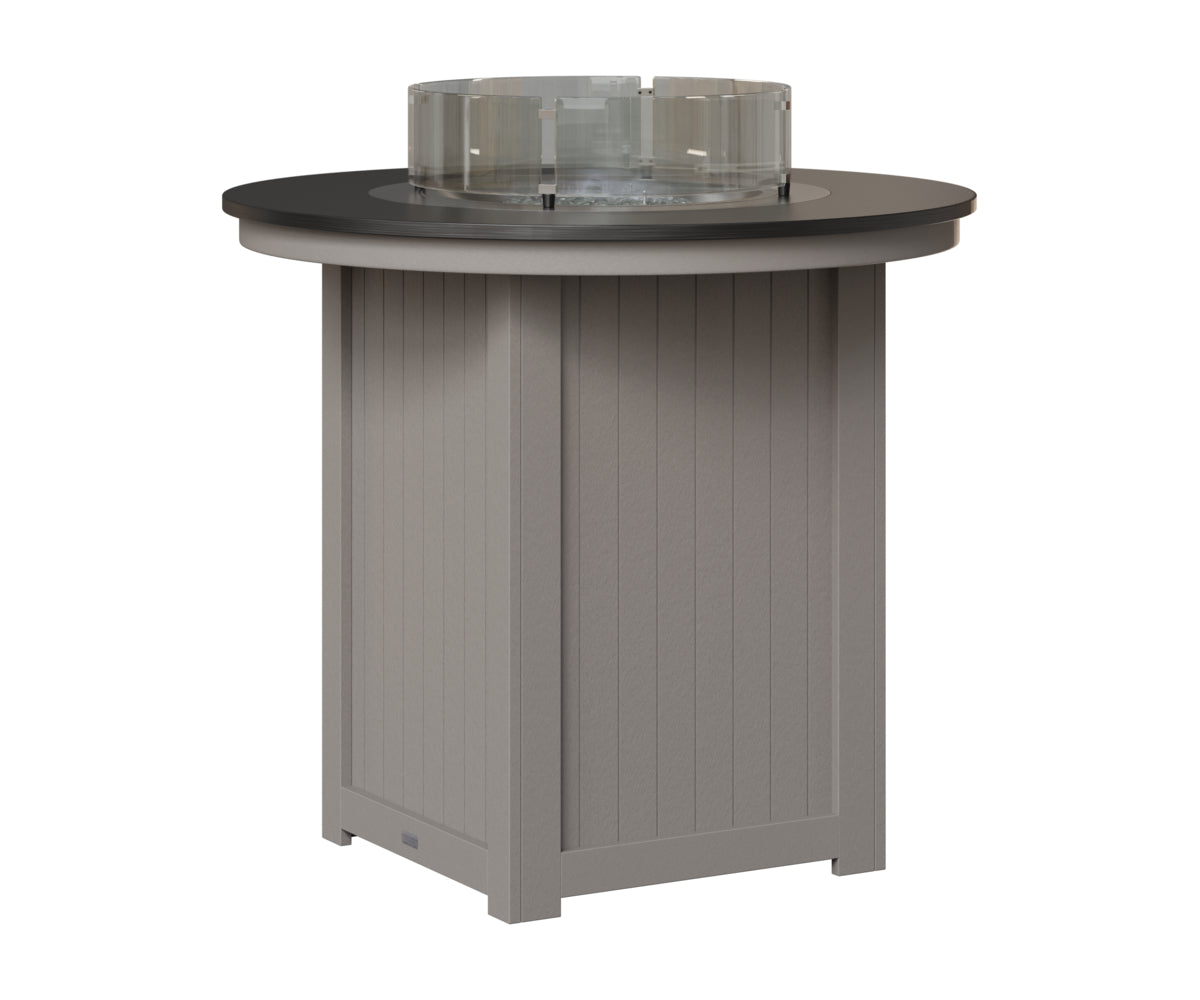 Berlin Gardens Donoma 44" Round Fire Table Bar in Light Gray, Hammered Black top