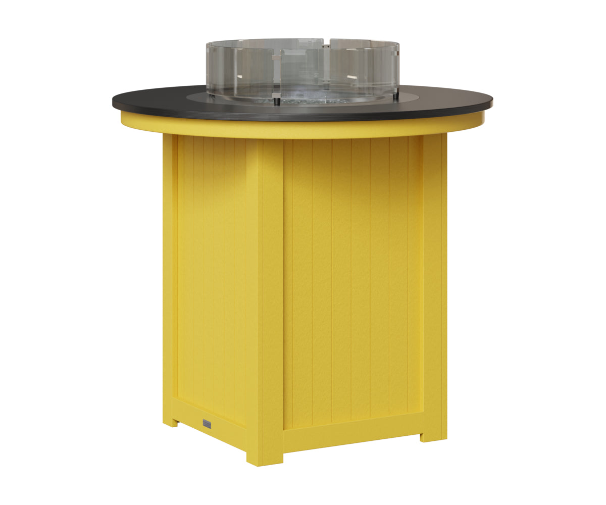 Berlin Gardens Donoma 44" Round Fire Table Bar in Sunburst Yellow, Hammered Black top