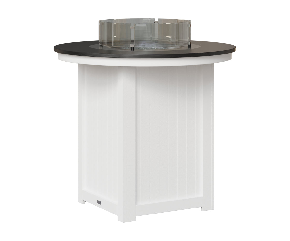 Berlin Gardens Donoma 44" Round Fire Table Bar in White, Hammered Black top