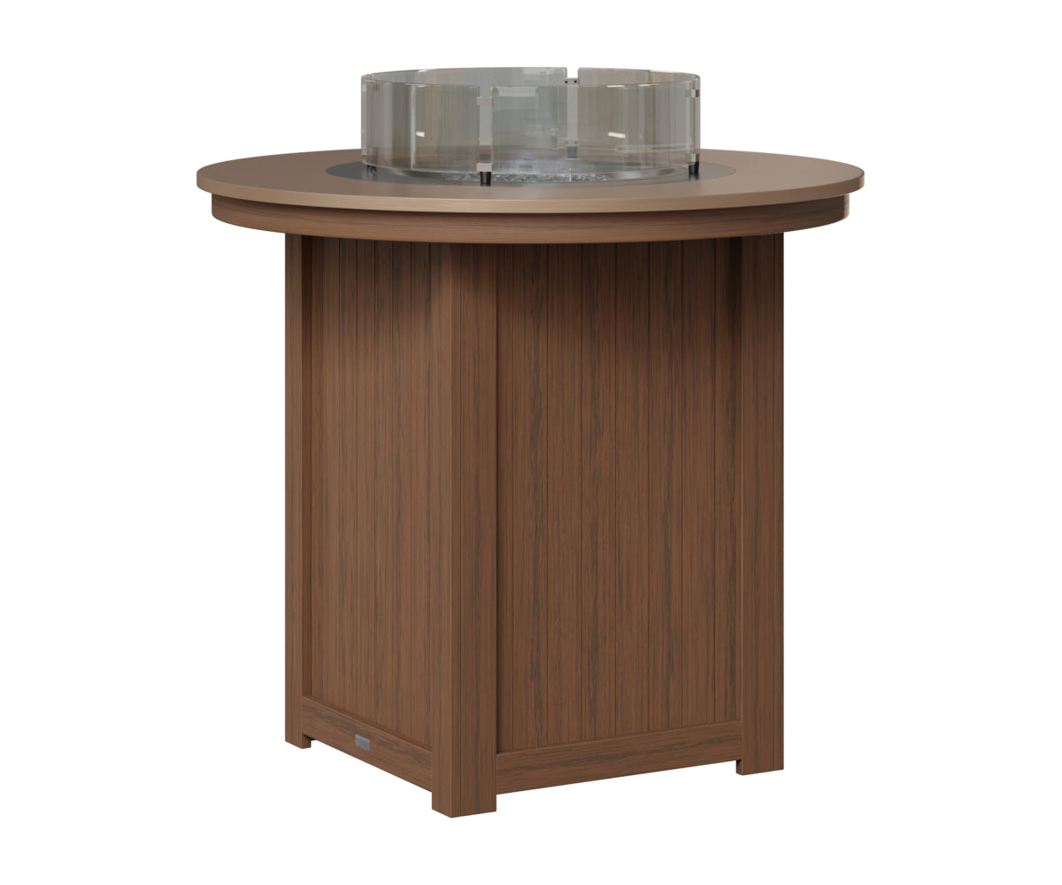 Berlin Gardens Donoma 44" Round Fire Table Bar in Brazilian Walnut, Hammered Bronze top