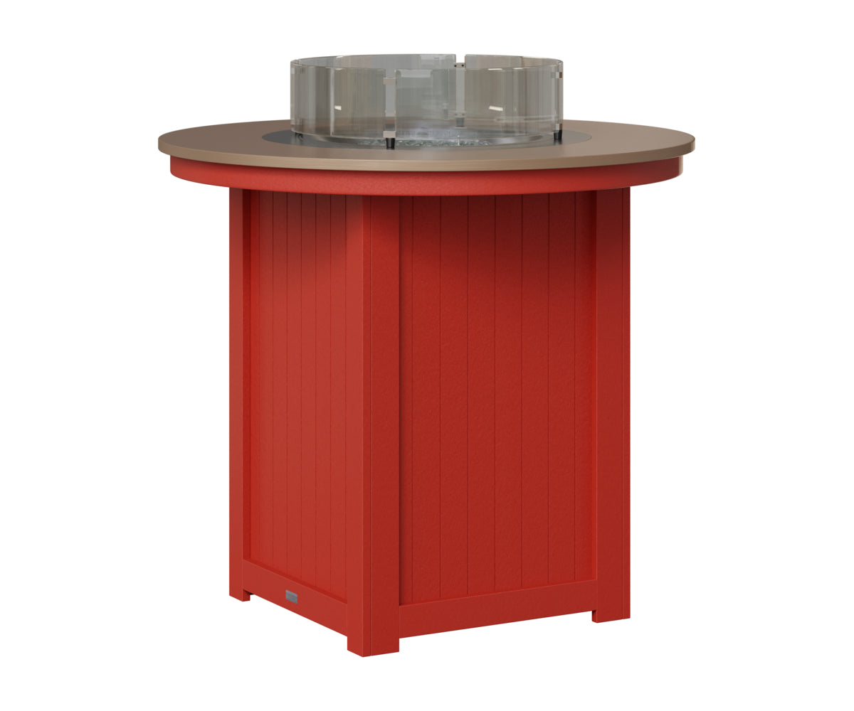 Berlin Gardens Donoma 44" Round Fire Table Bar in Scarlet Red, Hammered Bronze top