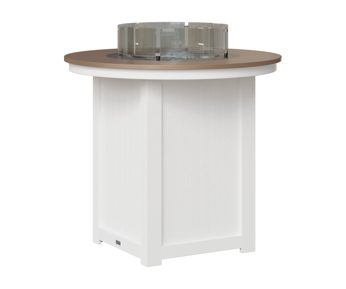 Berlin Gardens Donoma 44" Round Fire Table Bar in White, Hammered Bronze top