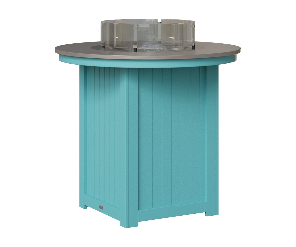 Berlin Gardens Donoma 44" Round Fire Table Bar in Aruba Blue, Hammered Stainless top