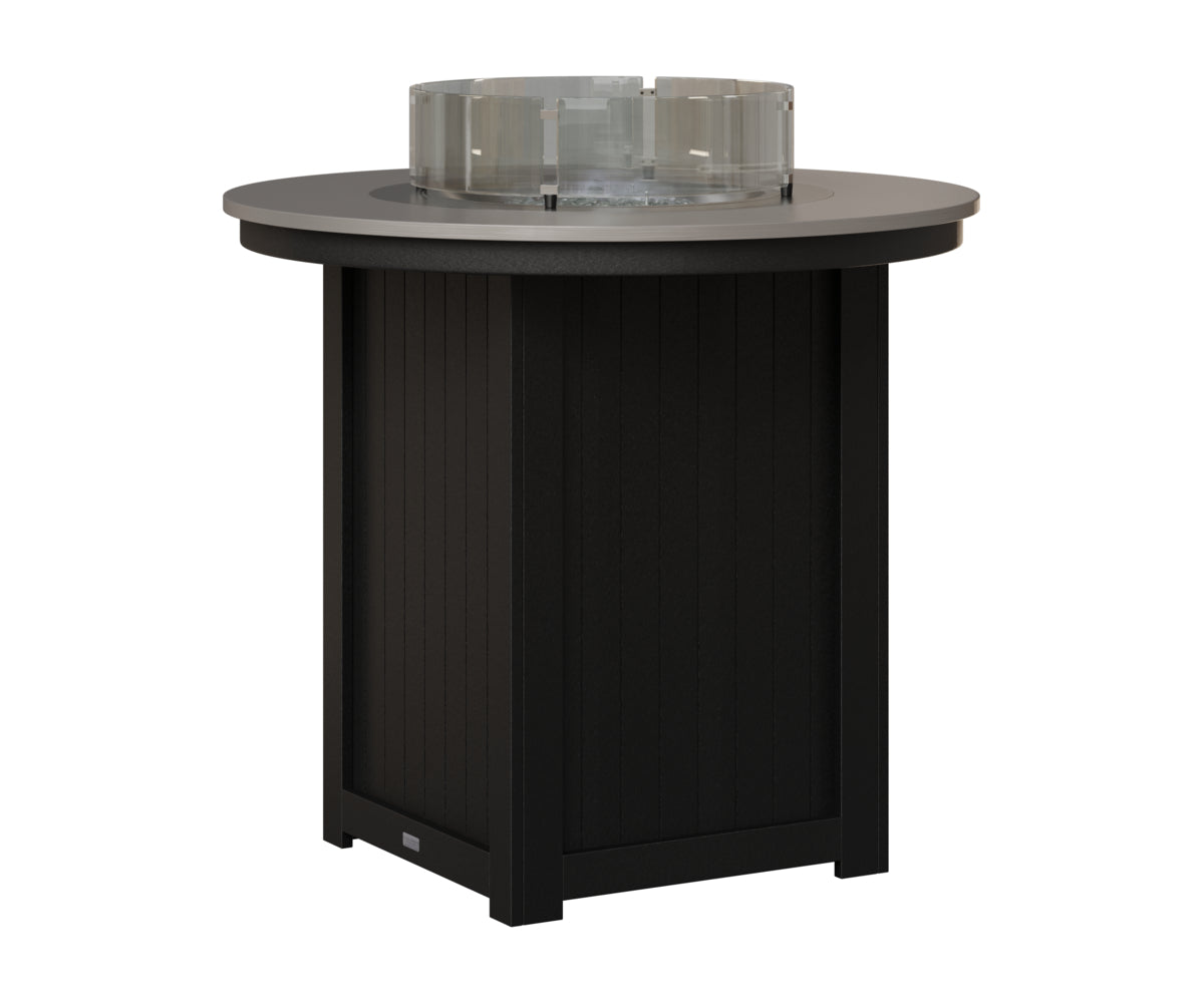 Berlin Gardens Donoma 44" Round Fire Table Bar in Black, Hammered Stainless top