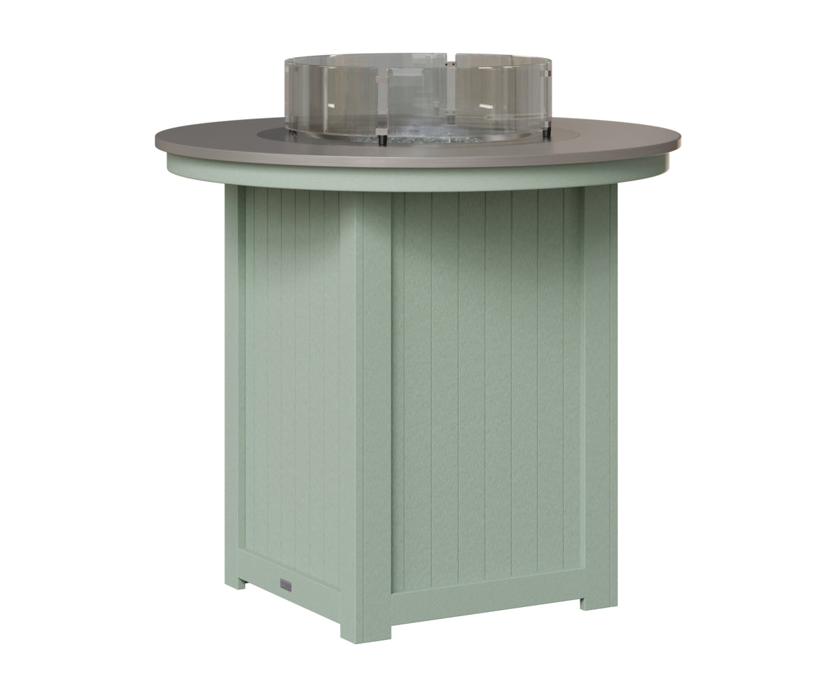 Berlin Gardens Donoma 44" Round Fire Table Bar in Sea Foam, Hammered Stainless top