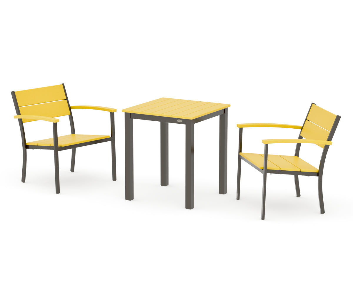 POLYWOOD Main Street 3-Piece Square Dining Set in Bronze / Lemon