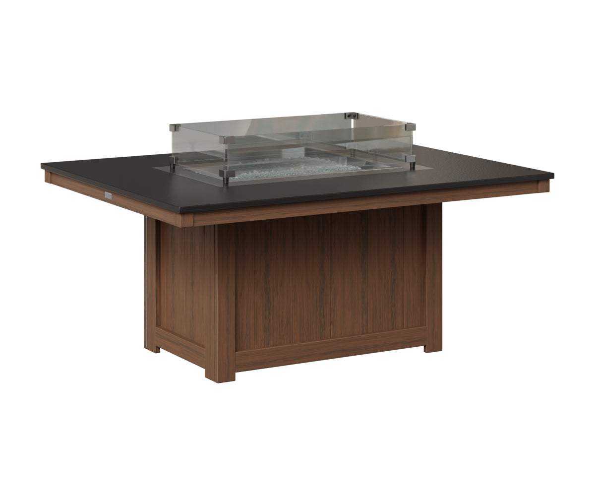 Berlin Gardens Donoma 42" x 54" Rectangular Fire Pit in Brazilian Walnut, Hammered Black top
