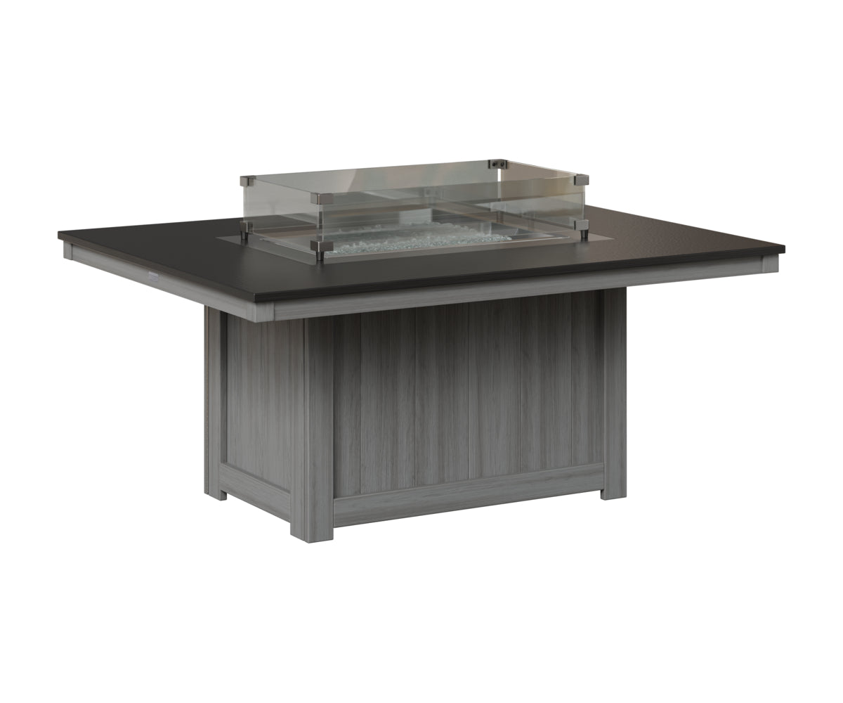 Berlin Gardens Donoma 42" x 54" Rectangular Fire Pit in Driftwood Gray, Hammered Black top