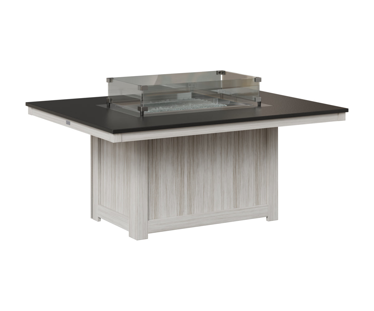 Berlin Gardens Donoma 42" x 54" Rectangular Fire Pit in Seashell, Hammered Black top