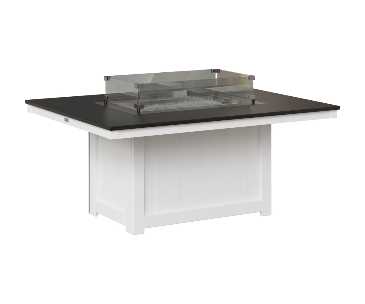 Berlin Gardens Donoma 42" x 54" Rectangular Fire Pit in White, Hammered Black top