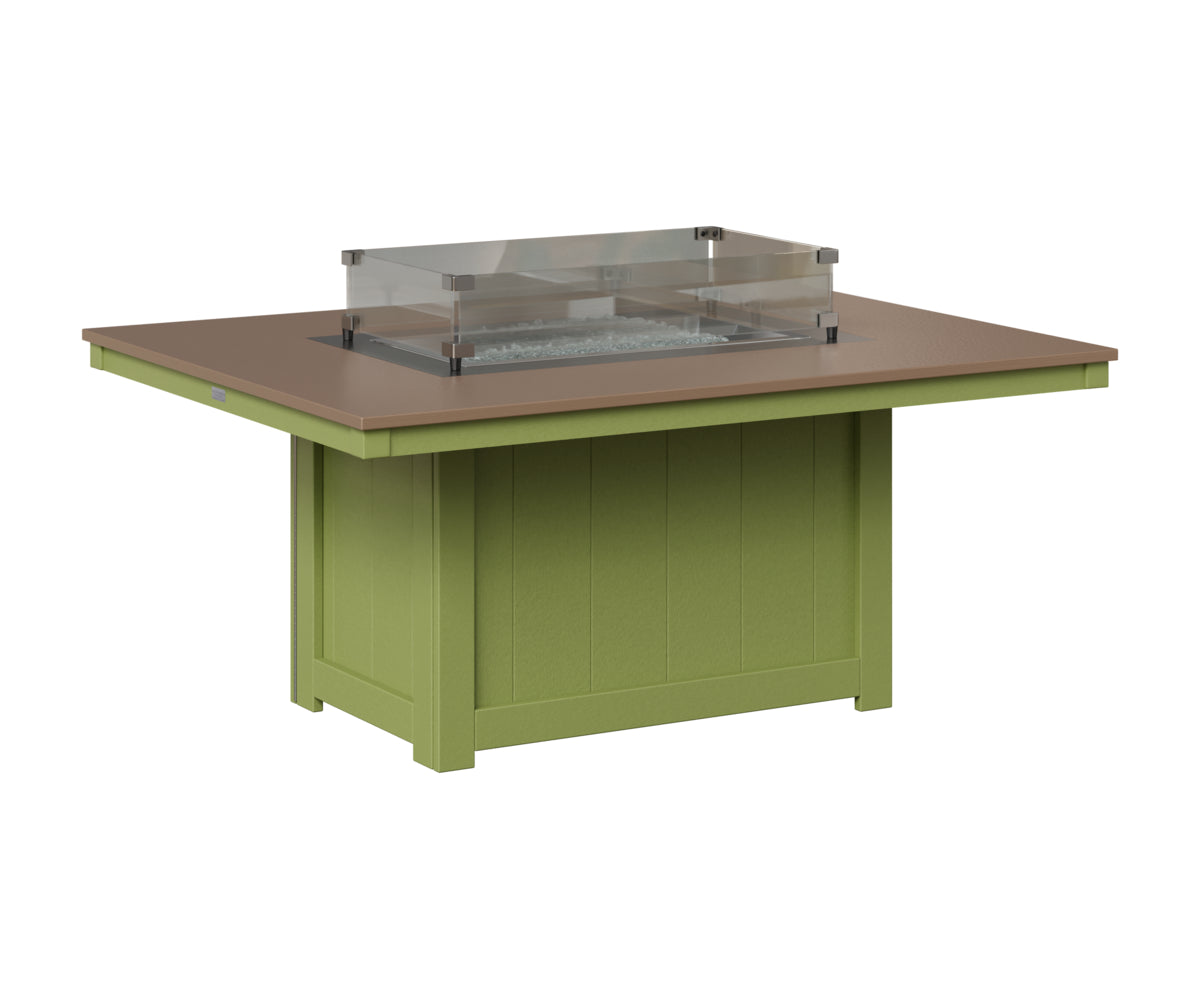 Berlin Gardens Donoma 42" x 54" Rectangular Fire Pit in Kiwi Green, Hammered Bronze top