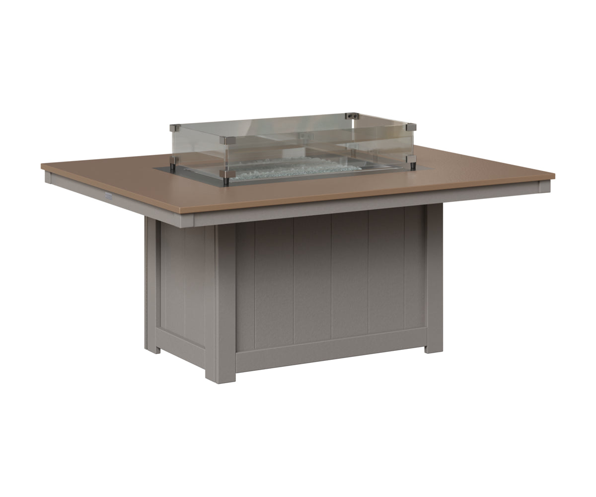 Berlin Gardens Donoma 42" x 54" Rectangular Fire Pit in Light Gray, Hammered Bronze top